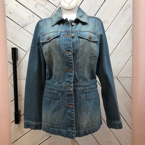 INC Denim Long Sleeve Button Down Jacket